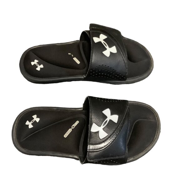 Under Armour Slides Slip On 4D Foam Youth Boy Size 3 Black Athletic Durable - Picture 2 of 6